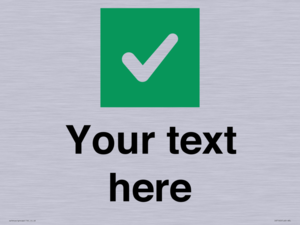 Custom plain background, green square with tick sign